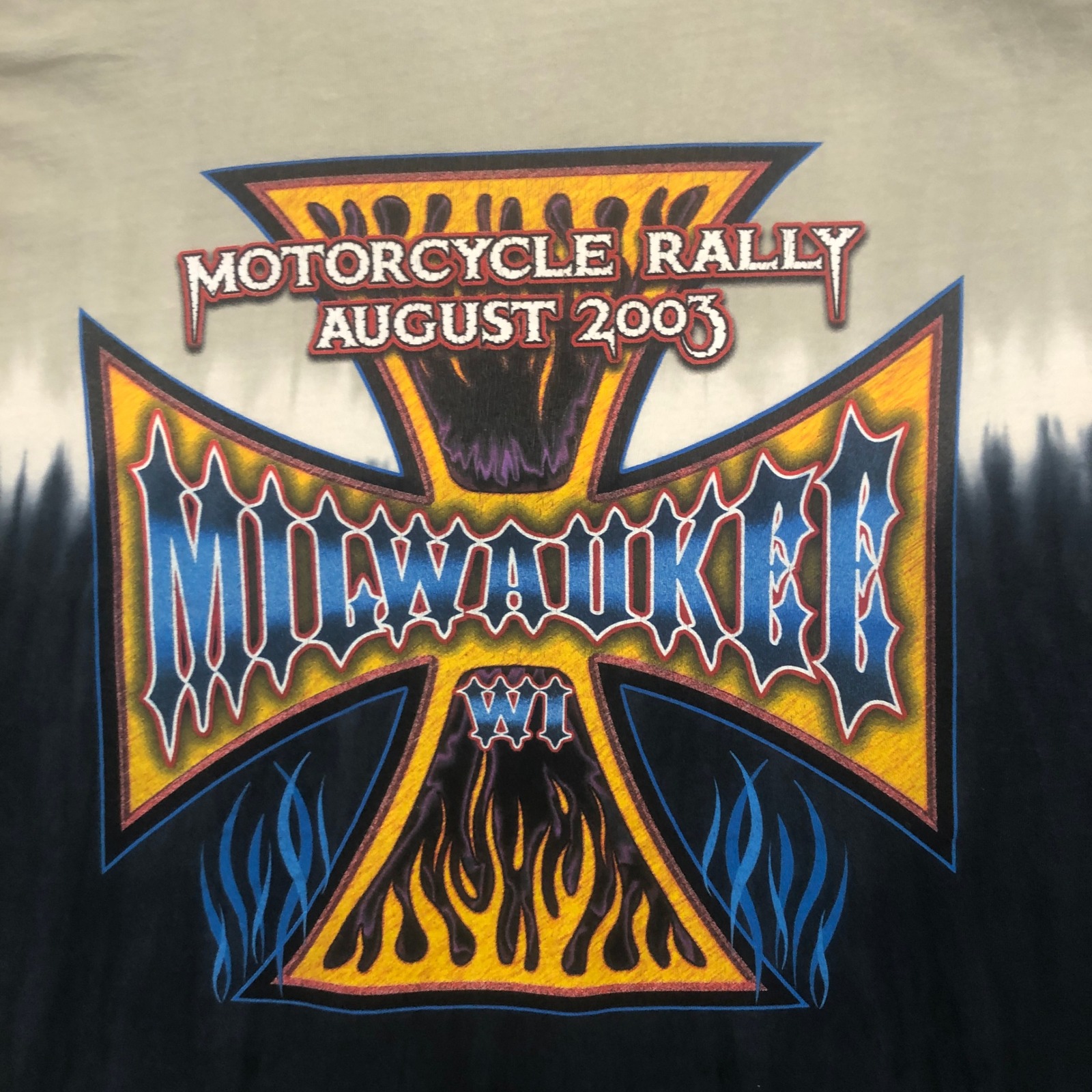 Motorcycle Rally Milwaukee 2003 Graphic T-Shirt Tie Dye Cottonique Men's Size Xl — image 7 of 8